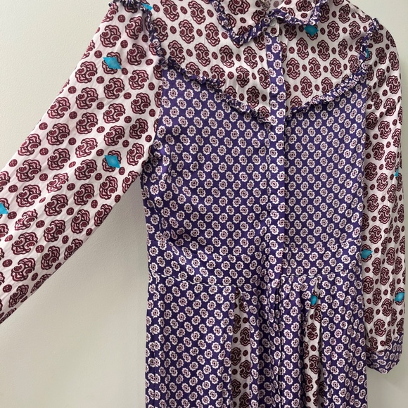 MAJE - PURPLE PRINTED BUTTON UP DRESS - Picture 5 of 7